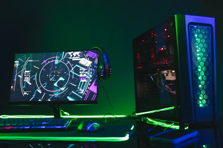 1500 euro gaming PC and monitor with neon RGB lights Ireland